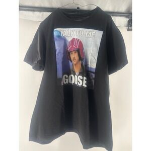 Top Gun Talk To Me Goose Graphic T-Shirt Mens Large Black Cotton Movie Tee